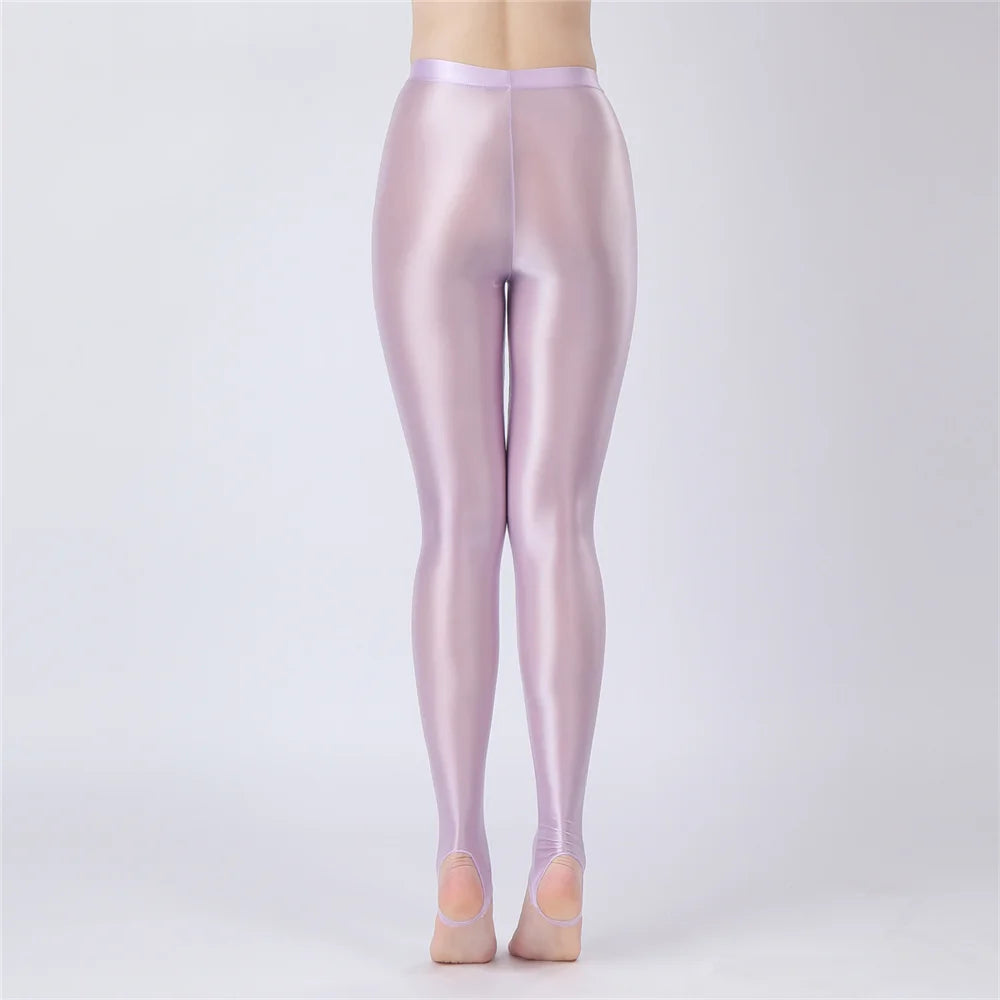 Thin Sheer Oil Glossy High-Stretch Pencil Pants Candy Color Yoga Leggings