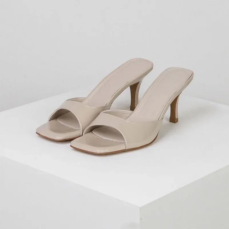 Women High Heel Square Open Toe Sandals