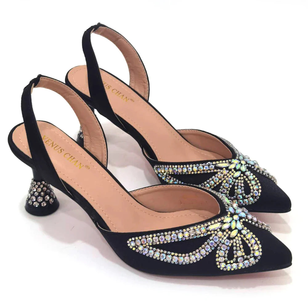 Designer Diamond Bag And Pointed High-Heeled Shoes
