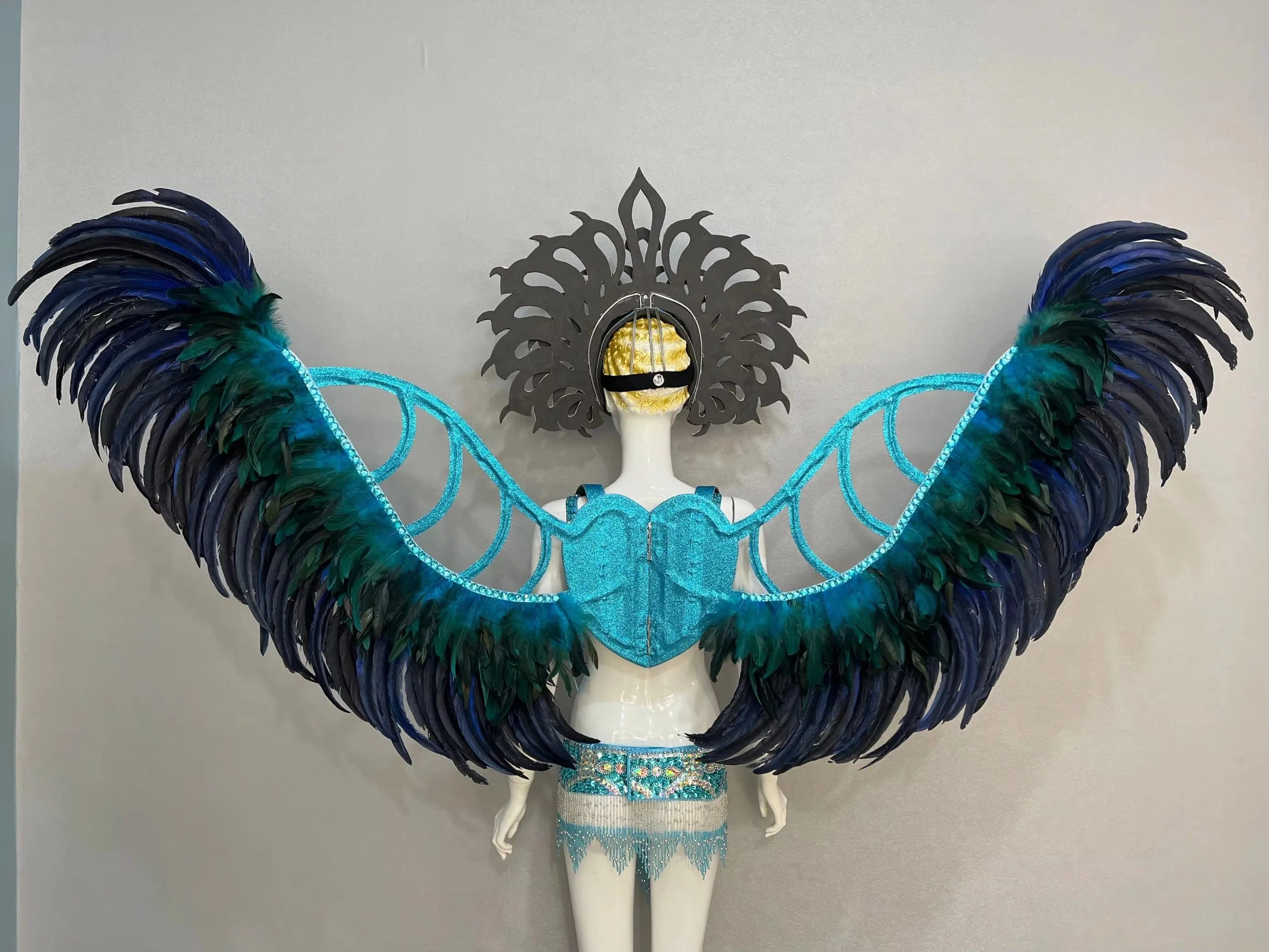 Multi-Color Feathered Wing and Headdress Performance Set