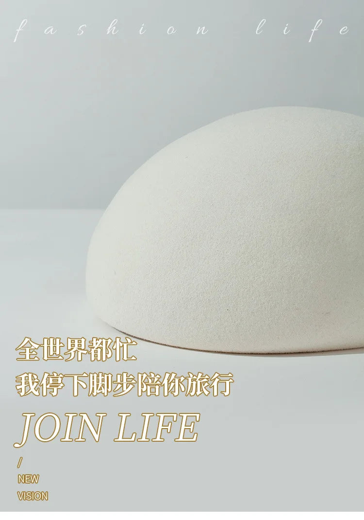 Wool Felt Pillbox Hat — 56–58 cm