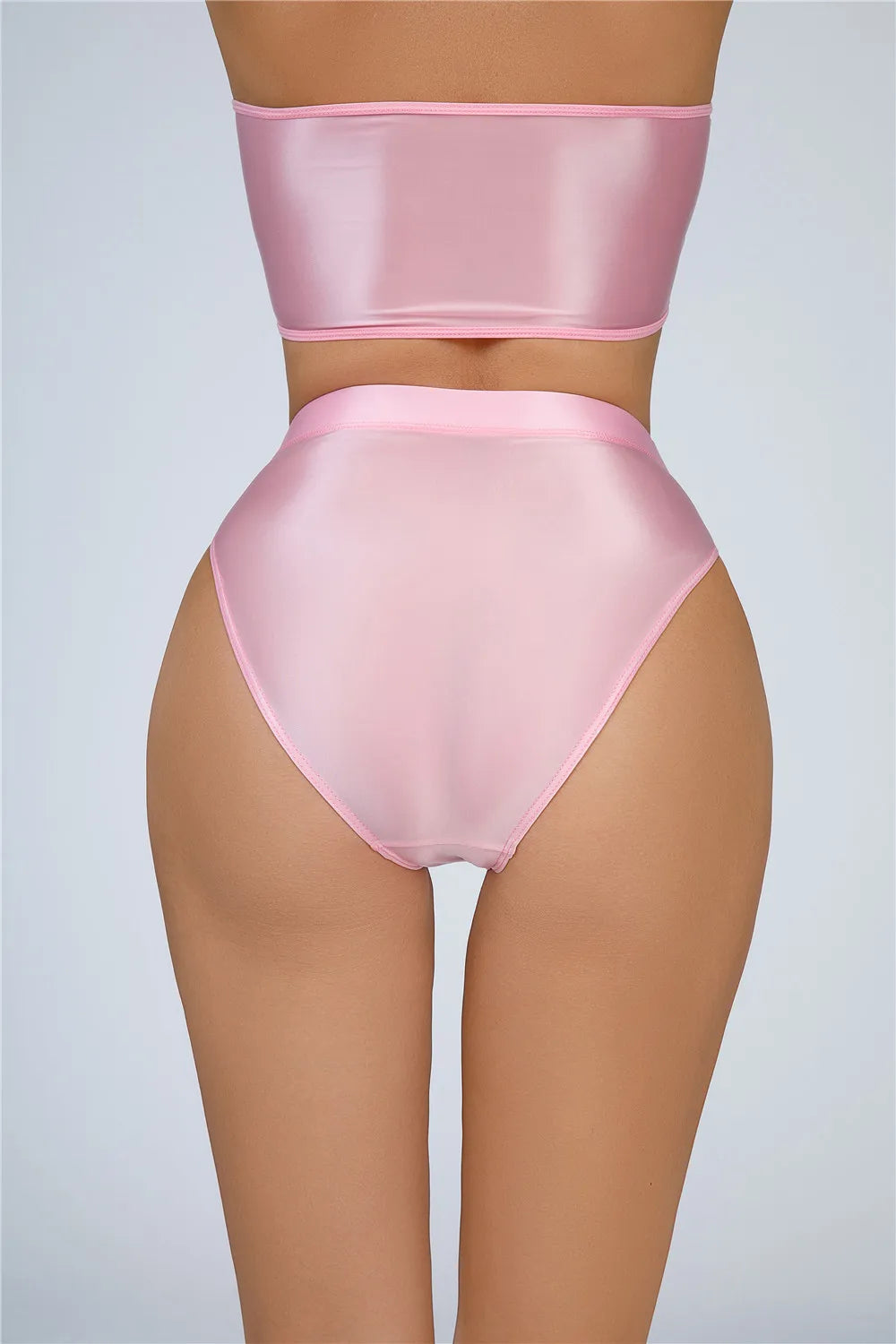 High-Waist Oil Glossy Sheer G-String Thong Satin Smooth Seamless Briefs