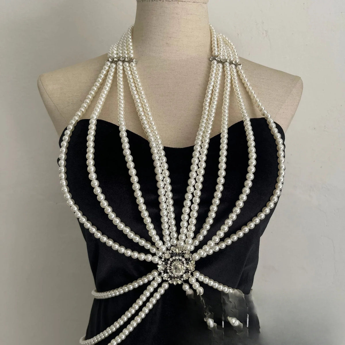 Pearl-Look Beaded Bra Body Chain