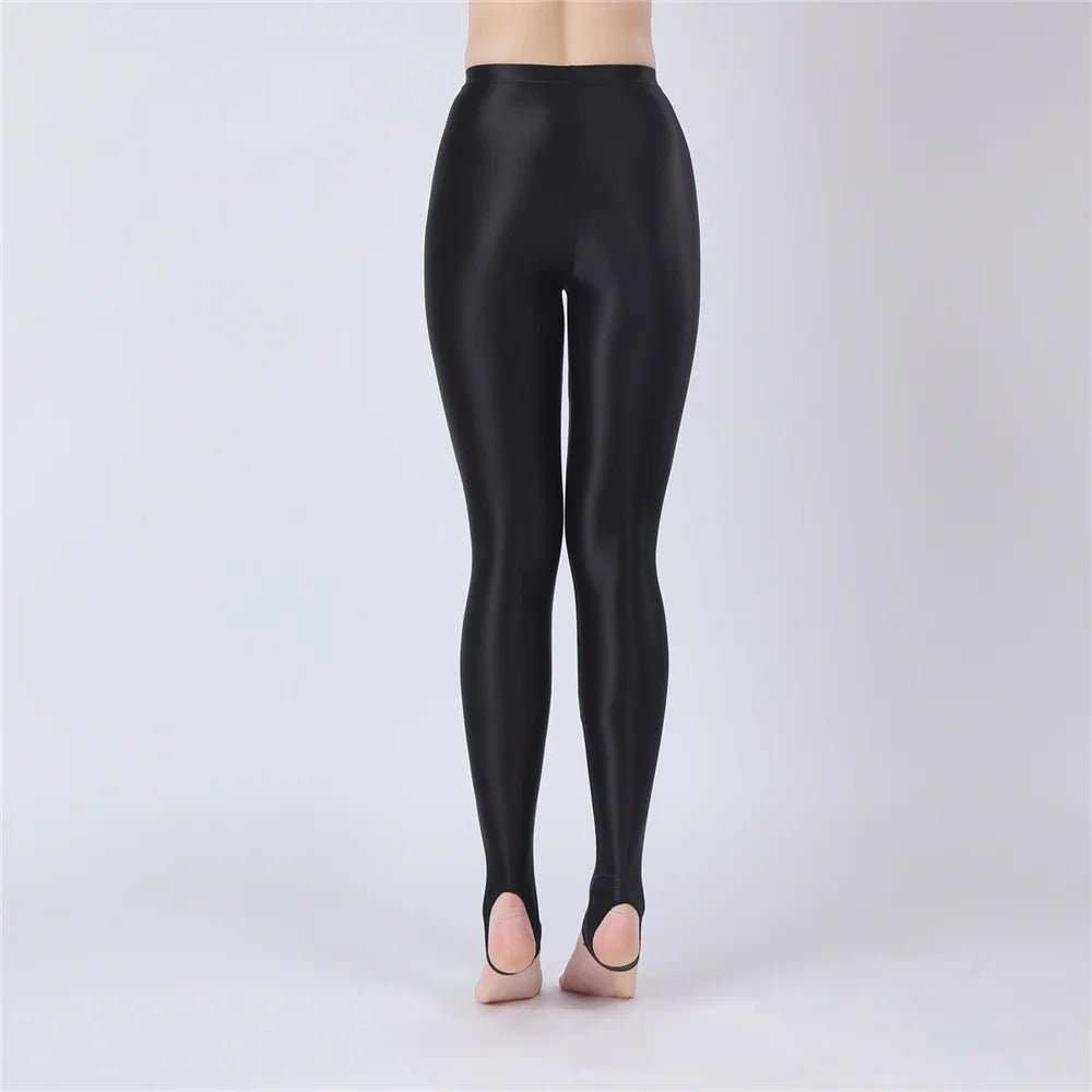 Thin Sheer Oil Glossy High-Stretch Pencil Pants Candy Color Yoga Leggings