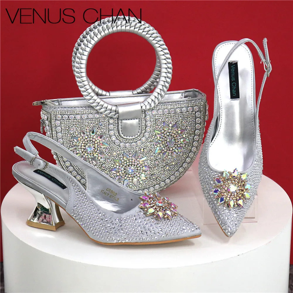 Italian Design Evening Bag Paired With Handmade Petal Shoes