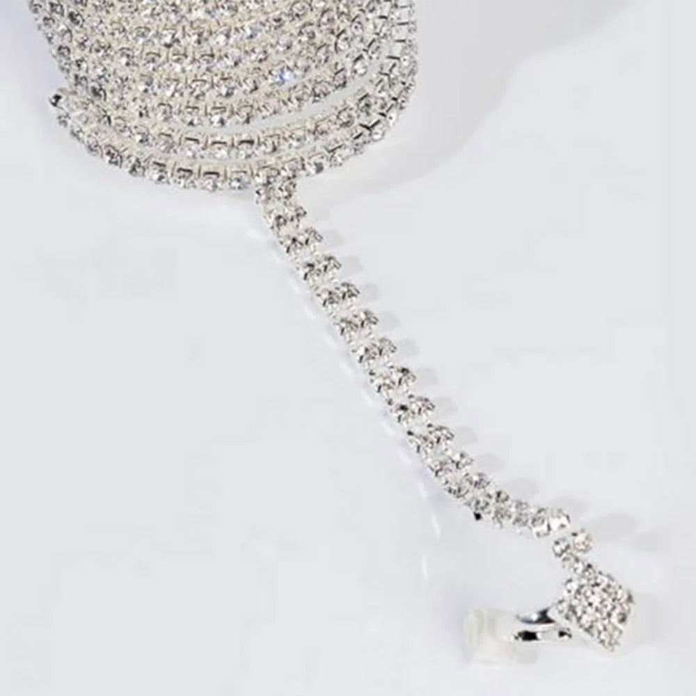 Layered Rhinestone Finger Chain Bracelet