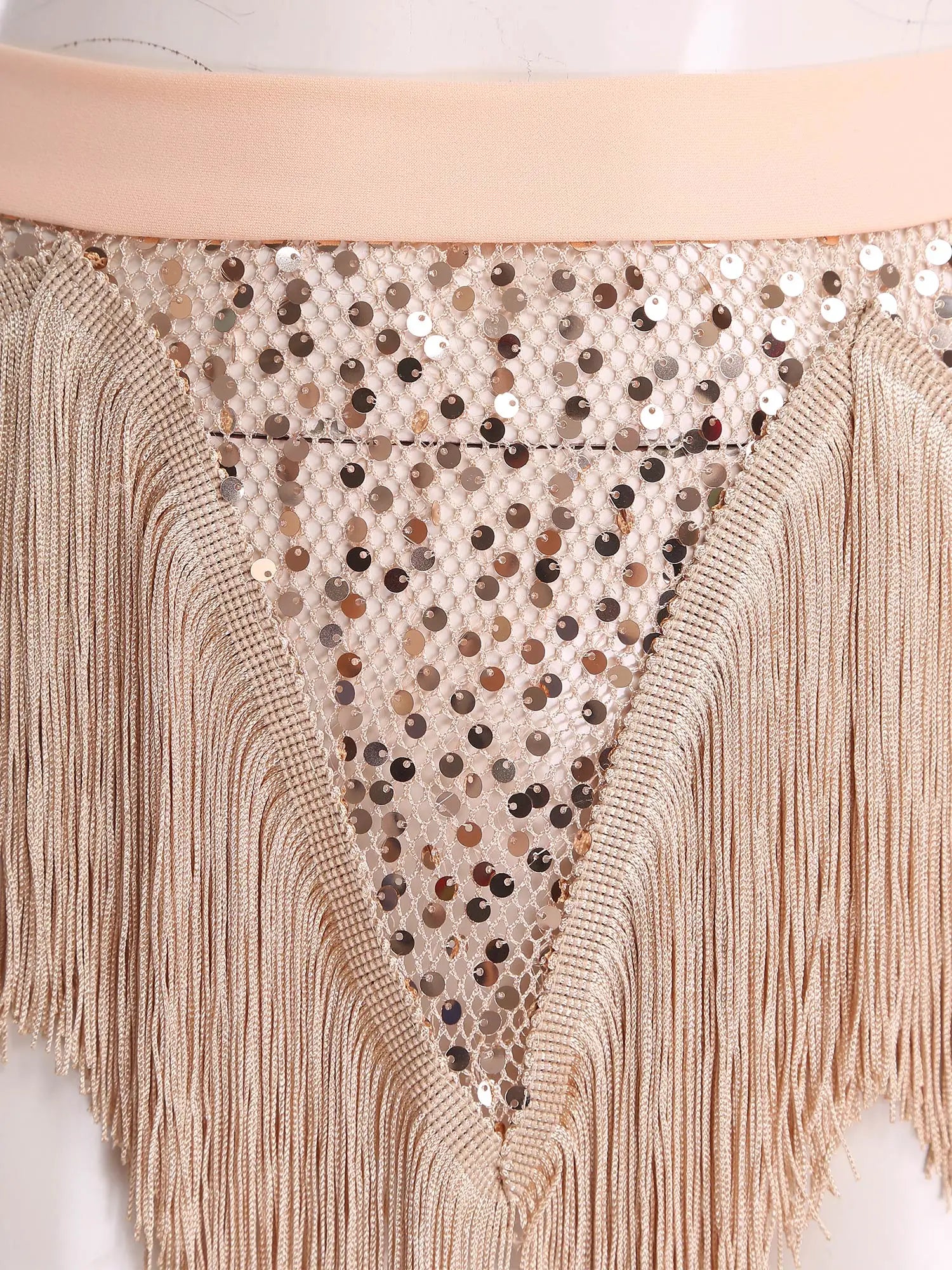Glitter Sequin Fishnet Mesh Hip Scarf & Tassel Waist Wrap Belly Dance Skirt