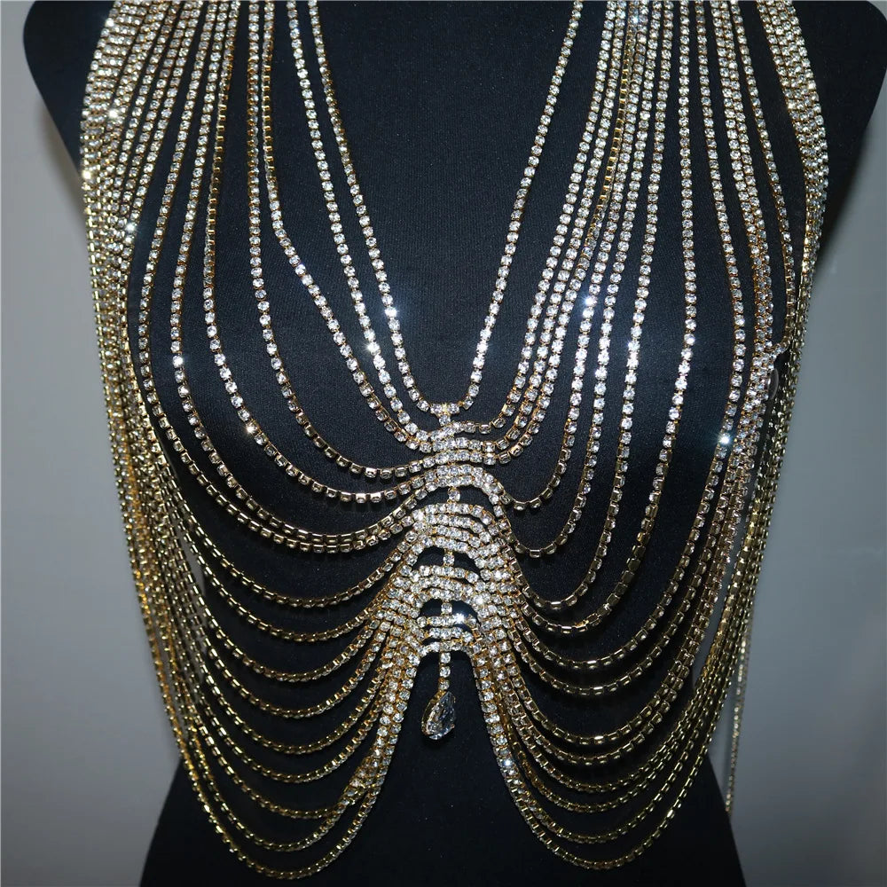 Layered Rhinestone Bra & Thong Body Chain