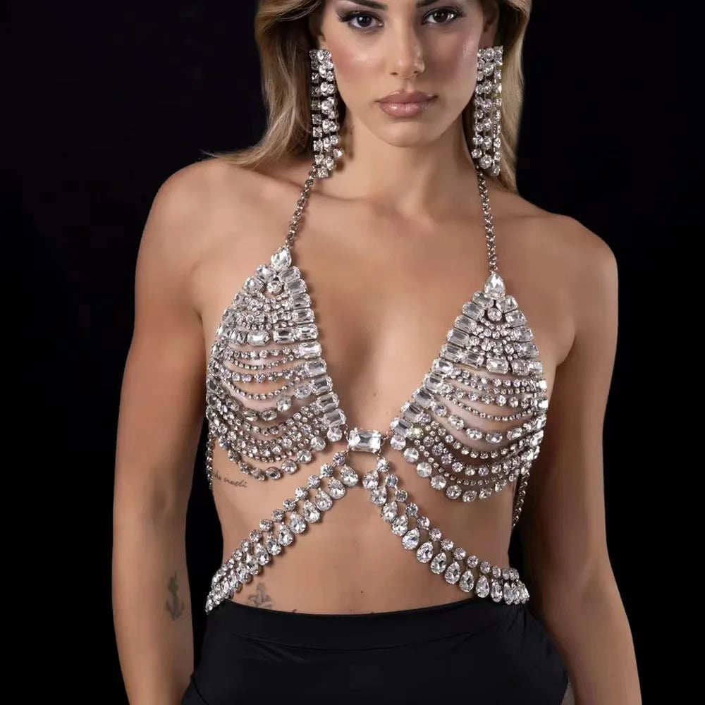 Full Rhinestone Bra & Chain Skirt Jewelry