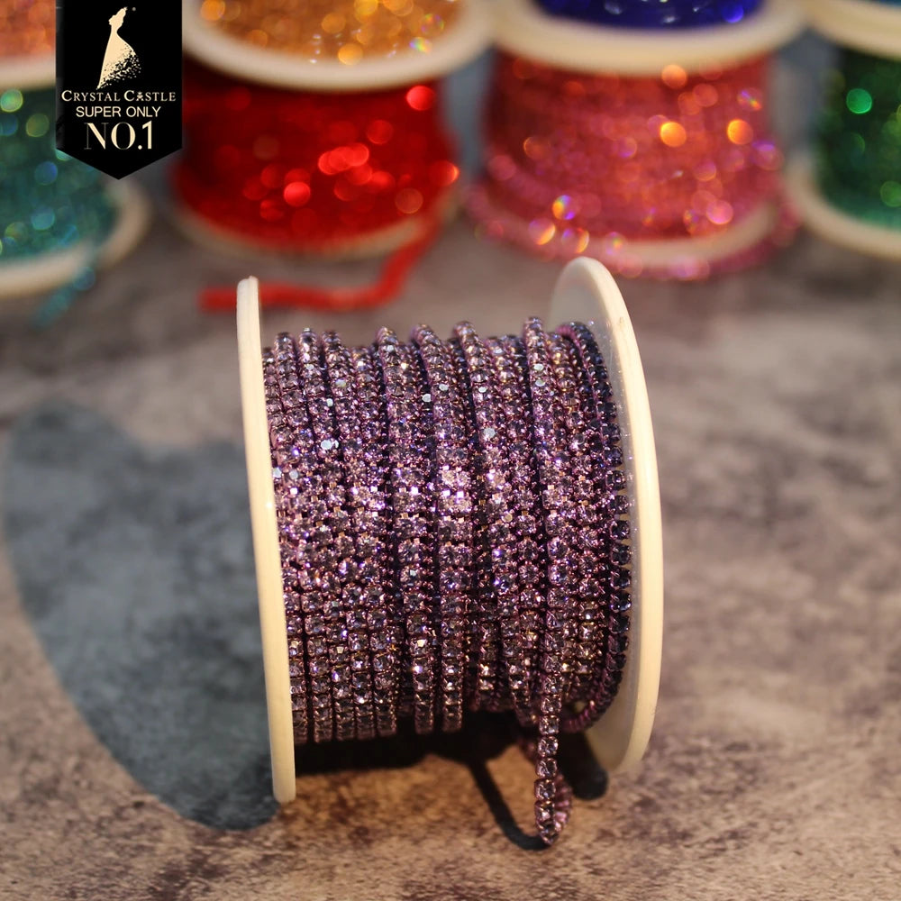 The Stardust Spectrum Stream – Premium Color-Matched Glass Crystal Rhinestone Cup Chain Trim