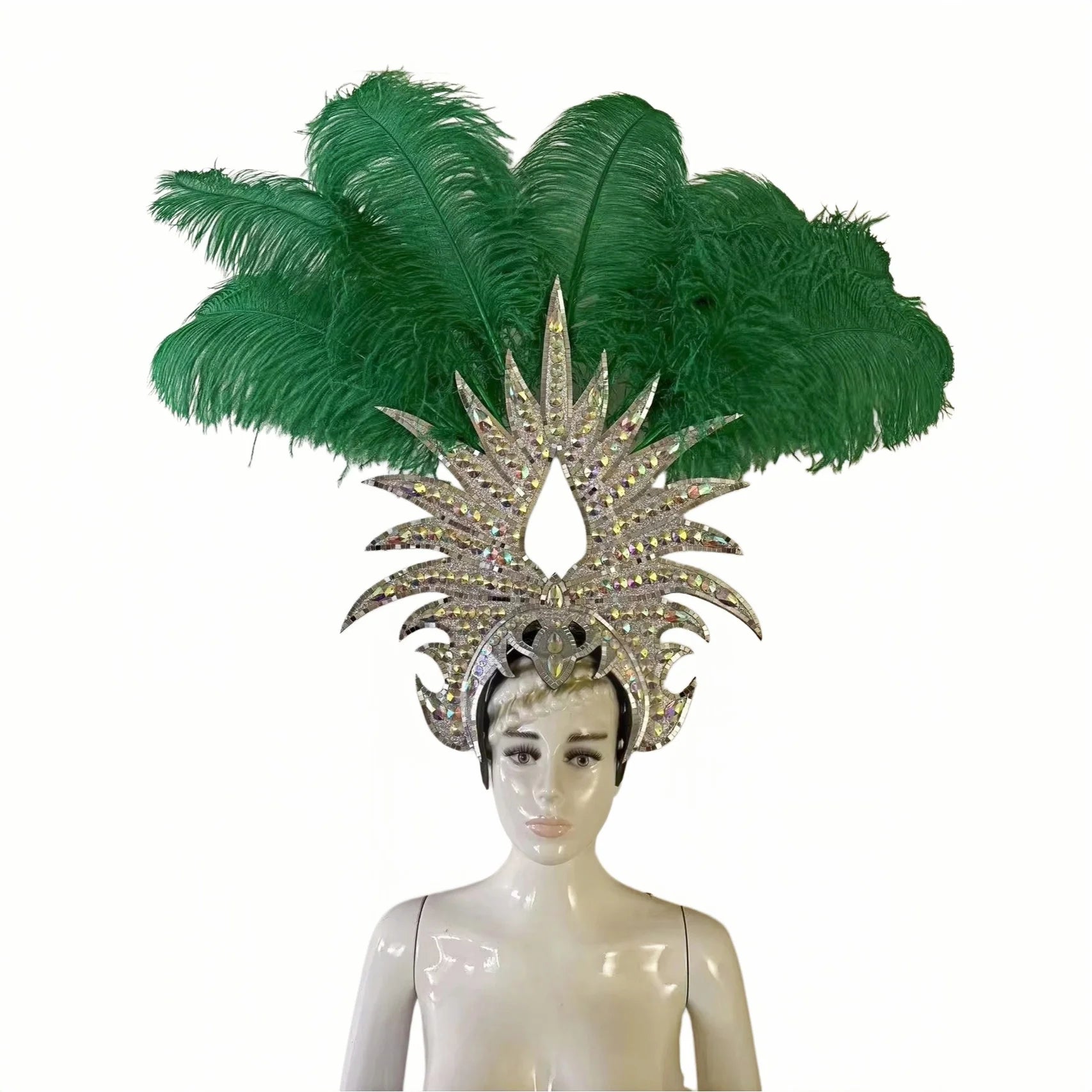 The Stardust Majestic Feather Crown – Carnival & Cabaret Stage Headdress