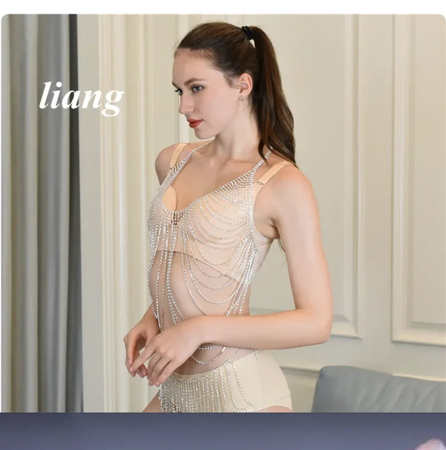Multilayer Rhinestone Bra & Thong Body Jewelry