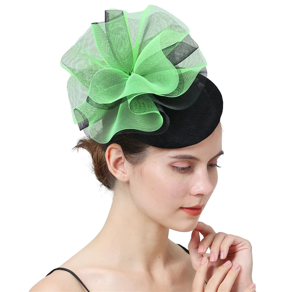 18cm Two-Tone Floral Bow Sinamay Fascinator Kentucky Derby Tea Party Pillbox Hat