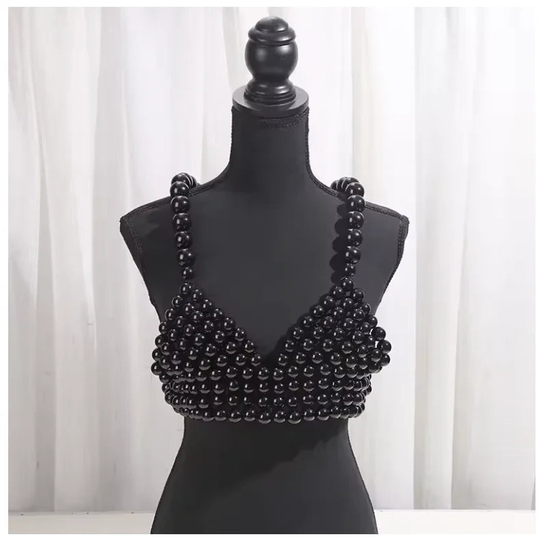Pearl-Look Beaded Camisole Bra Chain