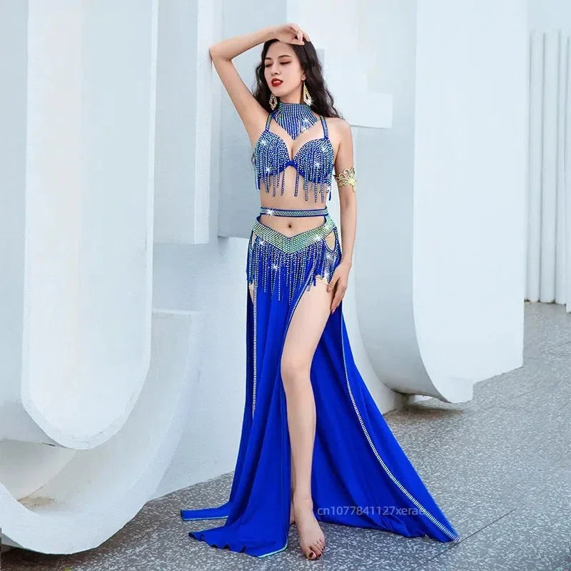 Dynamic Tassel Sequin Belly Dance Competition Costume & Event Performance Set
