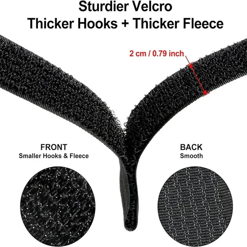 Reusable Cut-to-Length Cable Ties Adjustable Nylon Hook and Loop Straps with Buckles