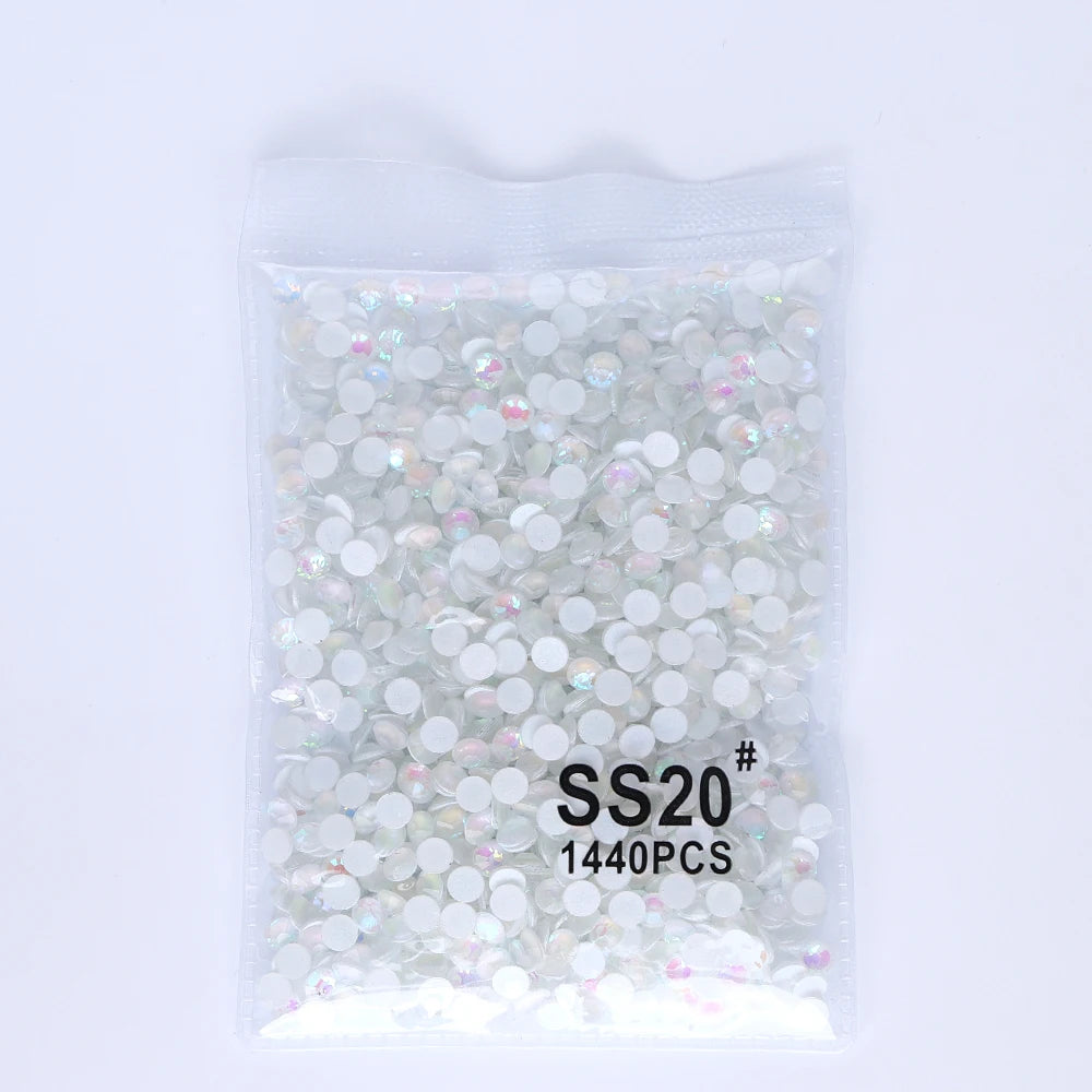 SS6-SS30 Mocha Shimmer White Glass Flatback Non-hotfix Rhinestones