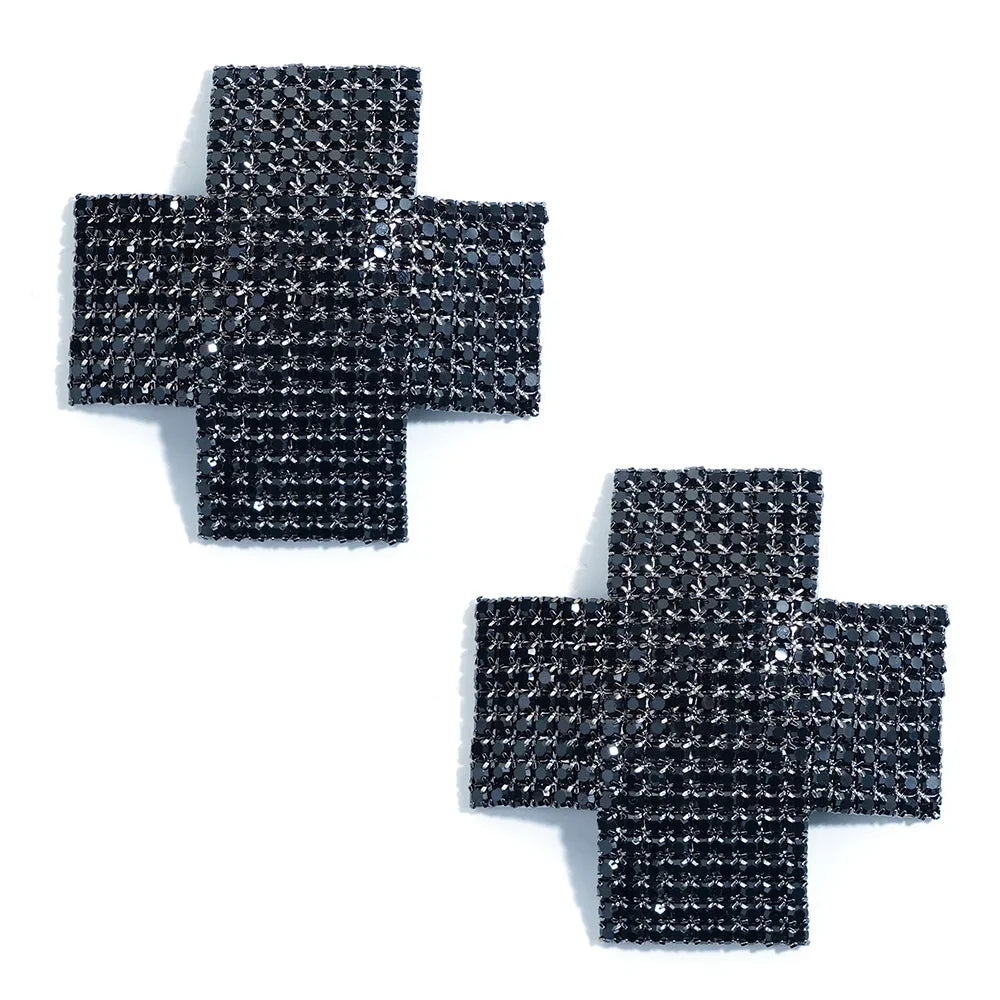 Sparkly Rhinestone Starburst Reusable Nipple Pasties Self-Adhesive Breast Covers