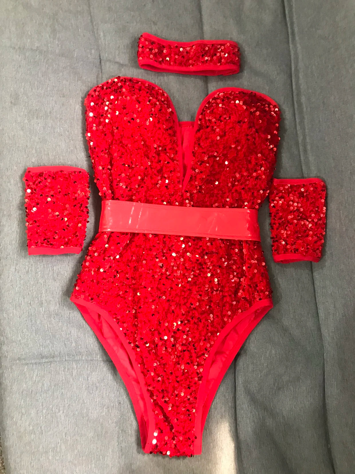 Women's Sequin Dance Bodysuit Costume for Dai & Chinese Folk Dance