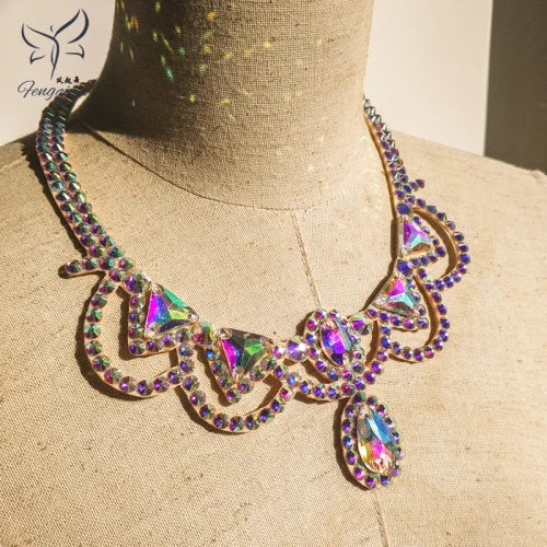 Rhinestone Latin Dance Statement Necklace