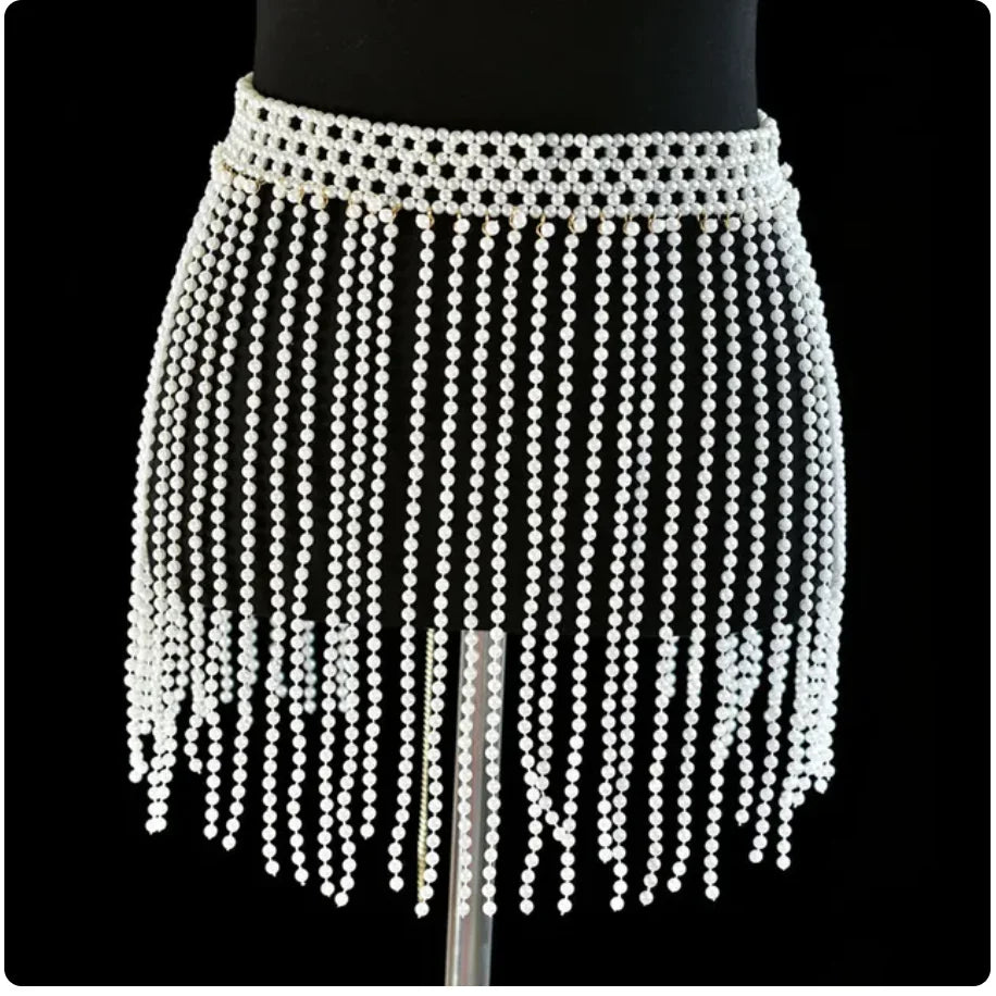 Simulated Pearl Bra & Skirt Body Jewelry