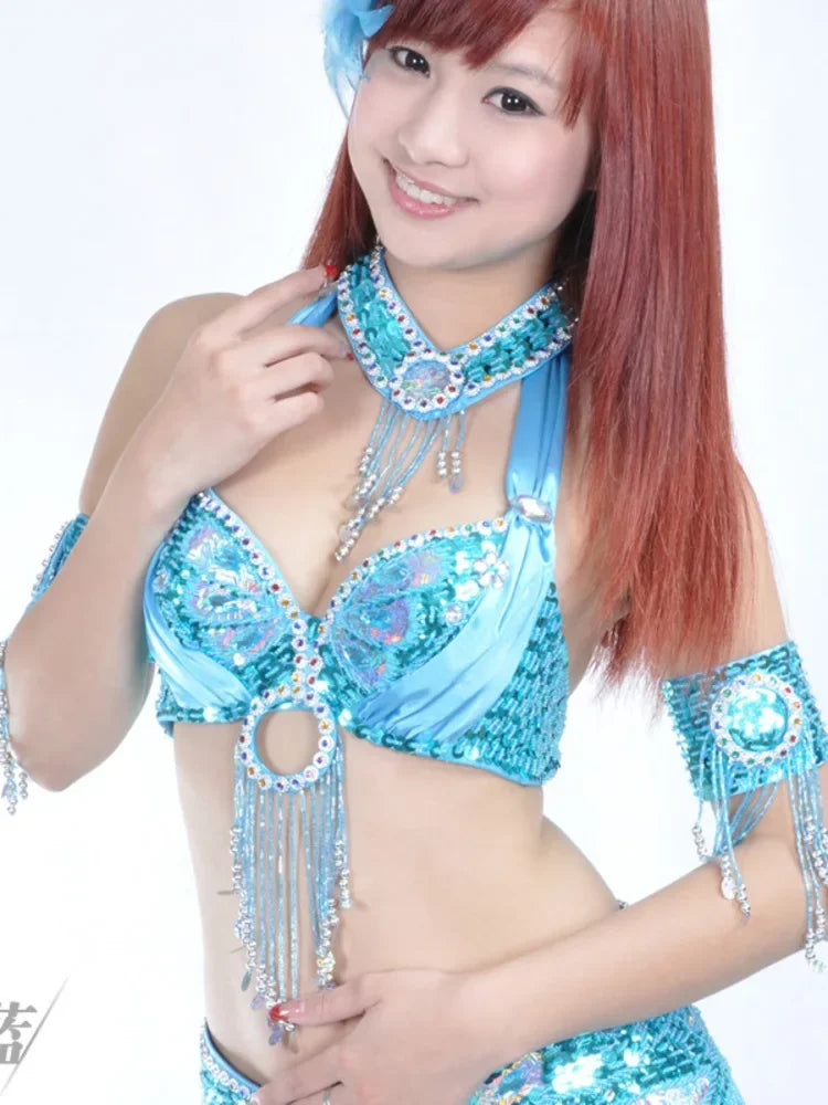 The Stardust Oasis Sirena – Sequined & Beaded Push-Up Belly Dance Bra Top