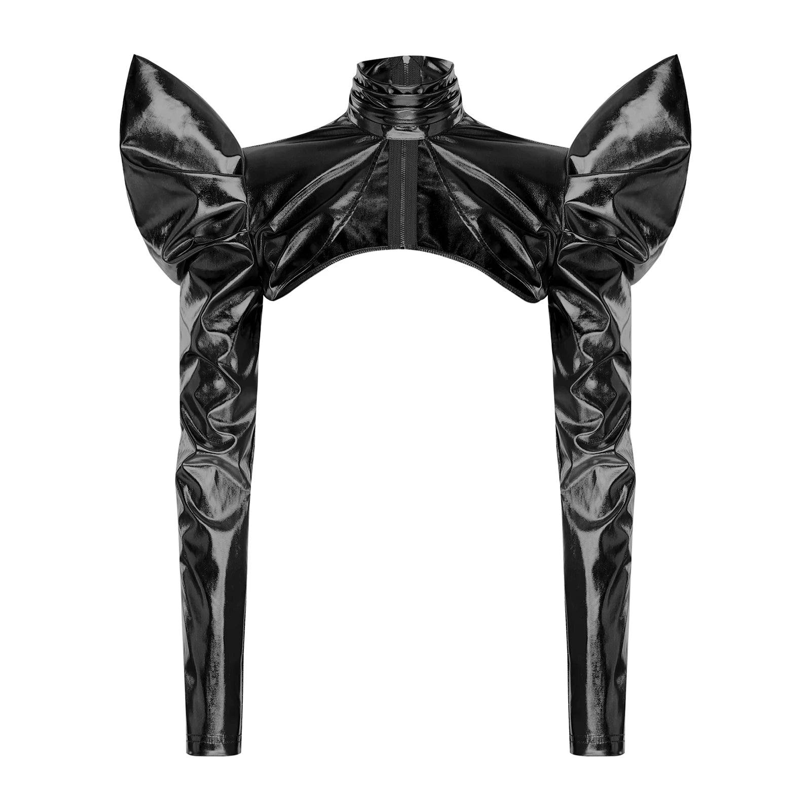 Metallic Shoulder Armor Shrug Crop Top & Sleeves Futuristic Pauldron Stage Costume