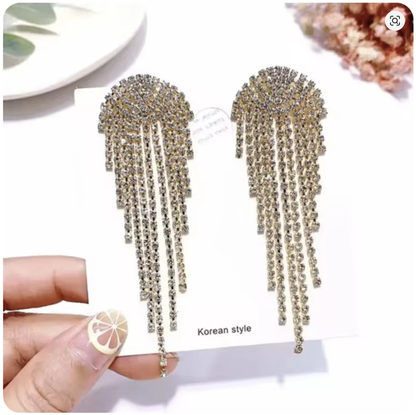 Vintage Crystal Tassel Drop Earrings – Elegant Geometric Multi-Strand Statement Earrings for Weddings, Galas & Evening Wear