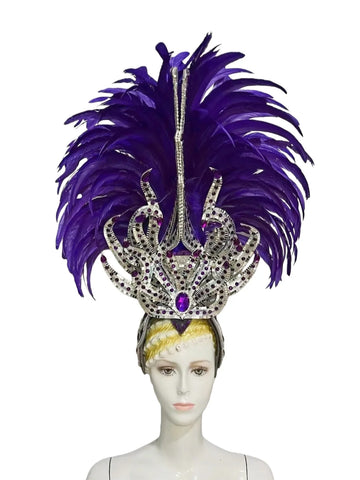 Premium Feathered Carnival & Samba Crown Headdress