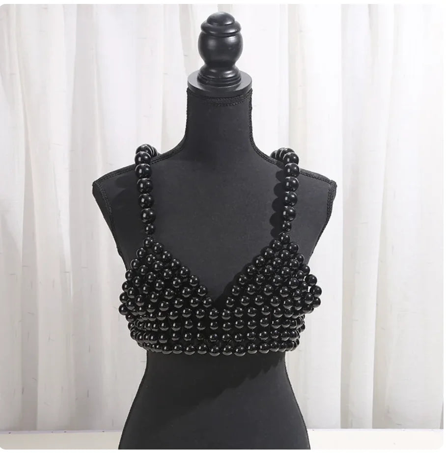 Beaded Pearl-Look Bra Body Chain