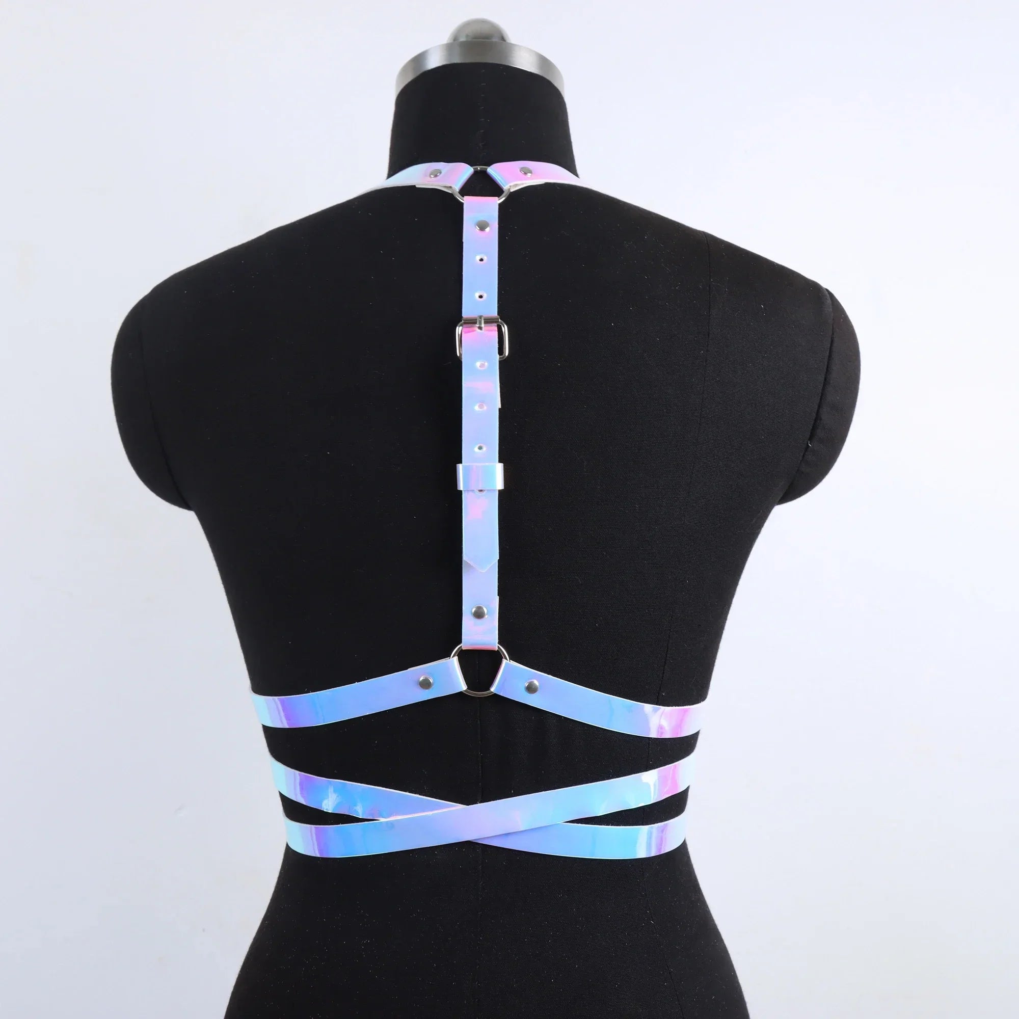 Faux Leather Harness Belt Chain
