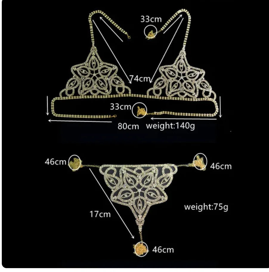 Rhinestone Bra & Thong Body Jewelry