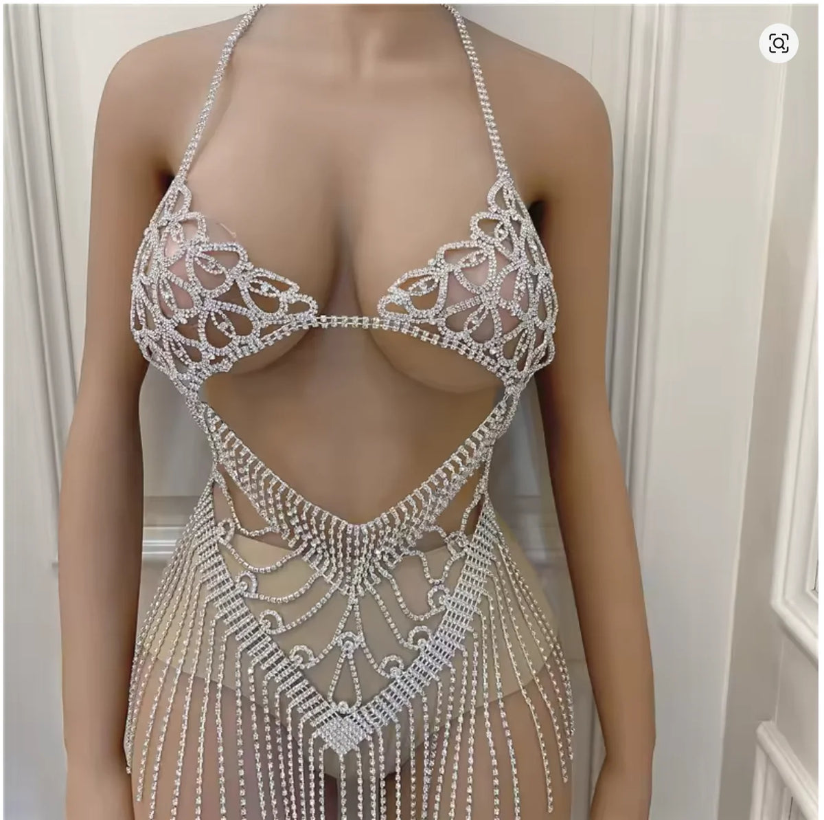 Crystal Tassel Bra & Skirt Costume Jewelry