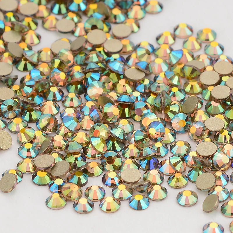 SS3-SS60 AB Gold Bottom Non-Hotfix Glass Flatback Rhinestone