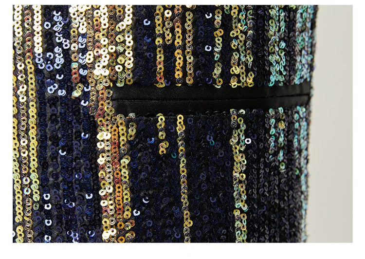 Men's Luxury Gradient Sequin Blazer Shawl Lapel Formal Stage Tuxedo Jacket