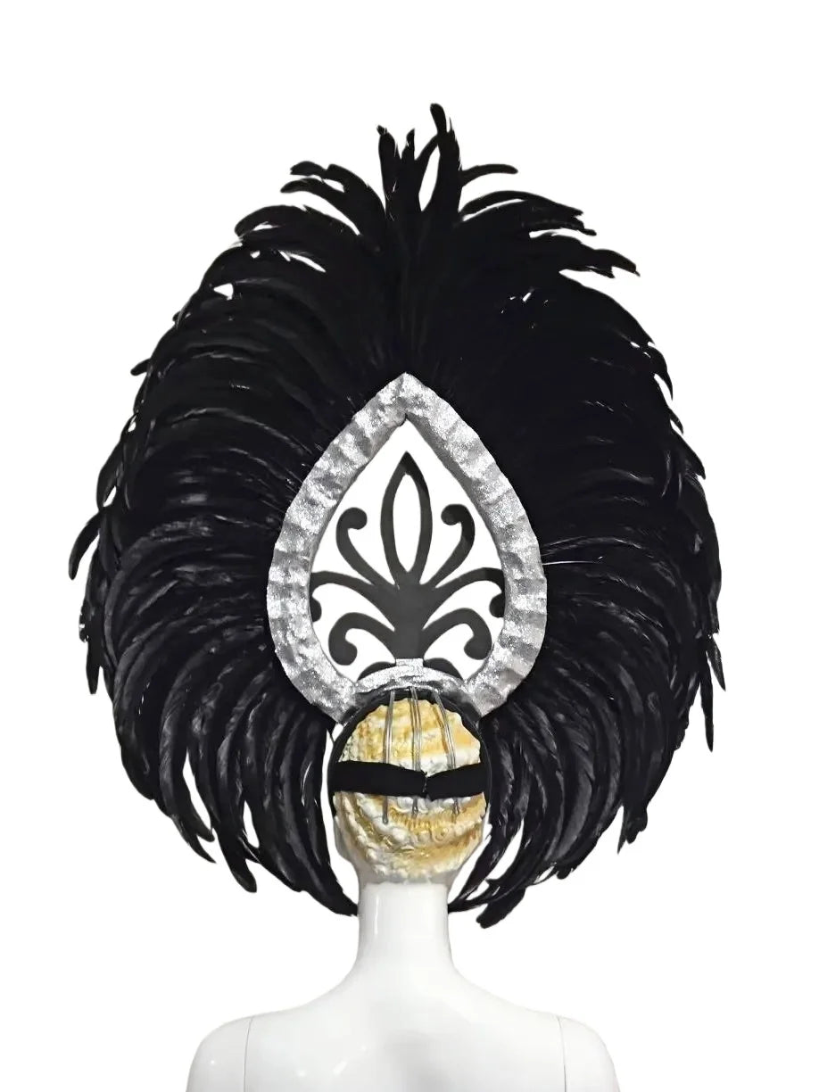 The Stardust Empress Dionysia – White Feather Carnival & Masque Ball Headdress