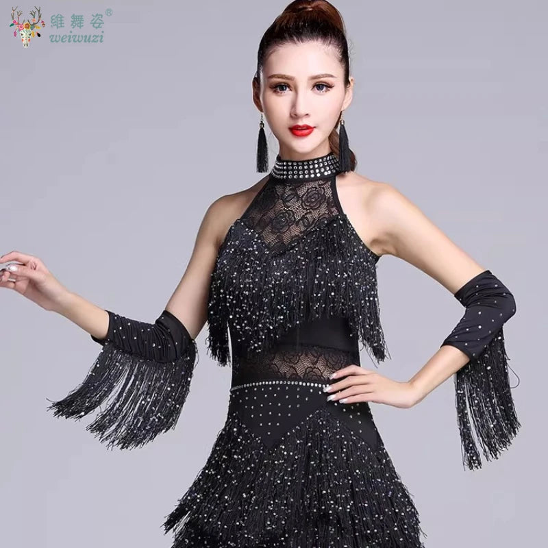 Rhinestone Fringe Dance Sleeves & Accessory Options