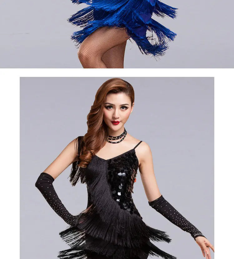 Rhinestone Fringe Dance Sleeves & Accessory Options