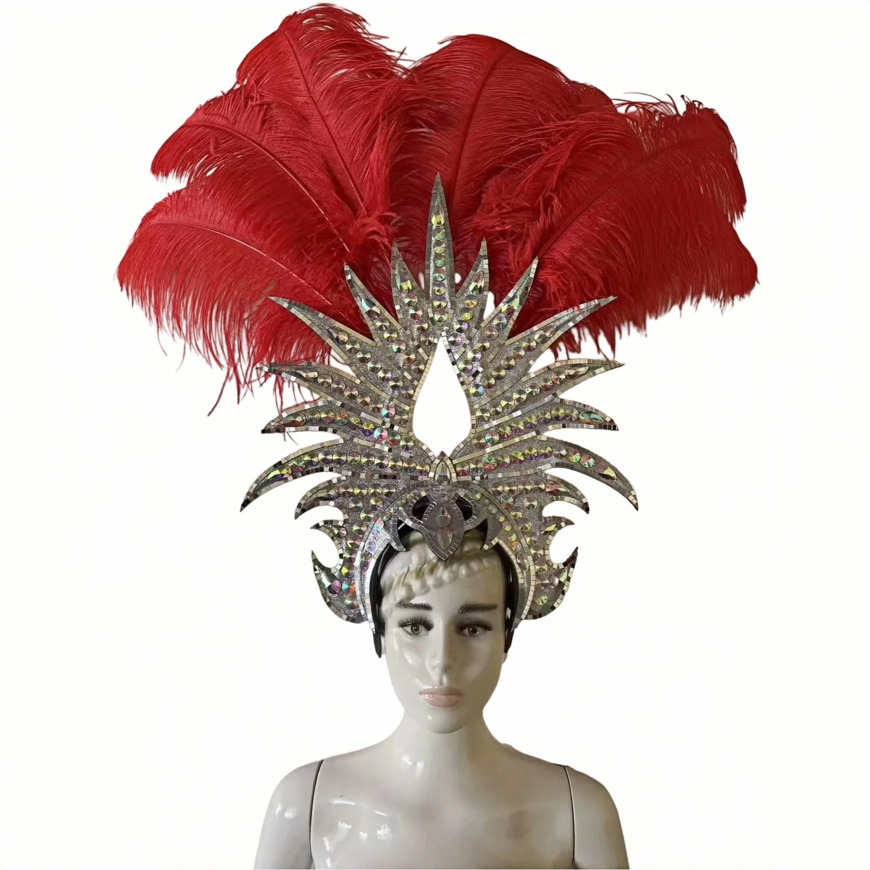 The Stardust Majestic Feather Crown – Carnival & Cabaret Stage Headdress