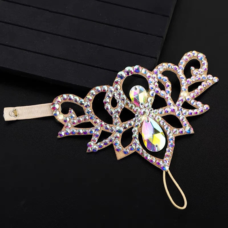 Dazzling Crystal Belly Dance Cuff Bracelet & Ring Hand Harness Jewelry