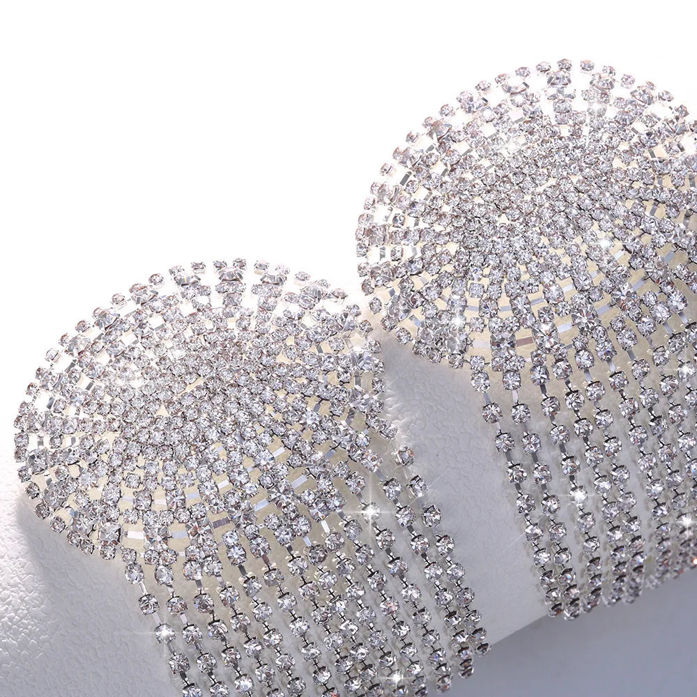 Sparkly Glass Crystal Rhinestone Tassel Nipple Pasties Rave Body Jewelry