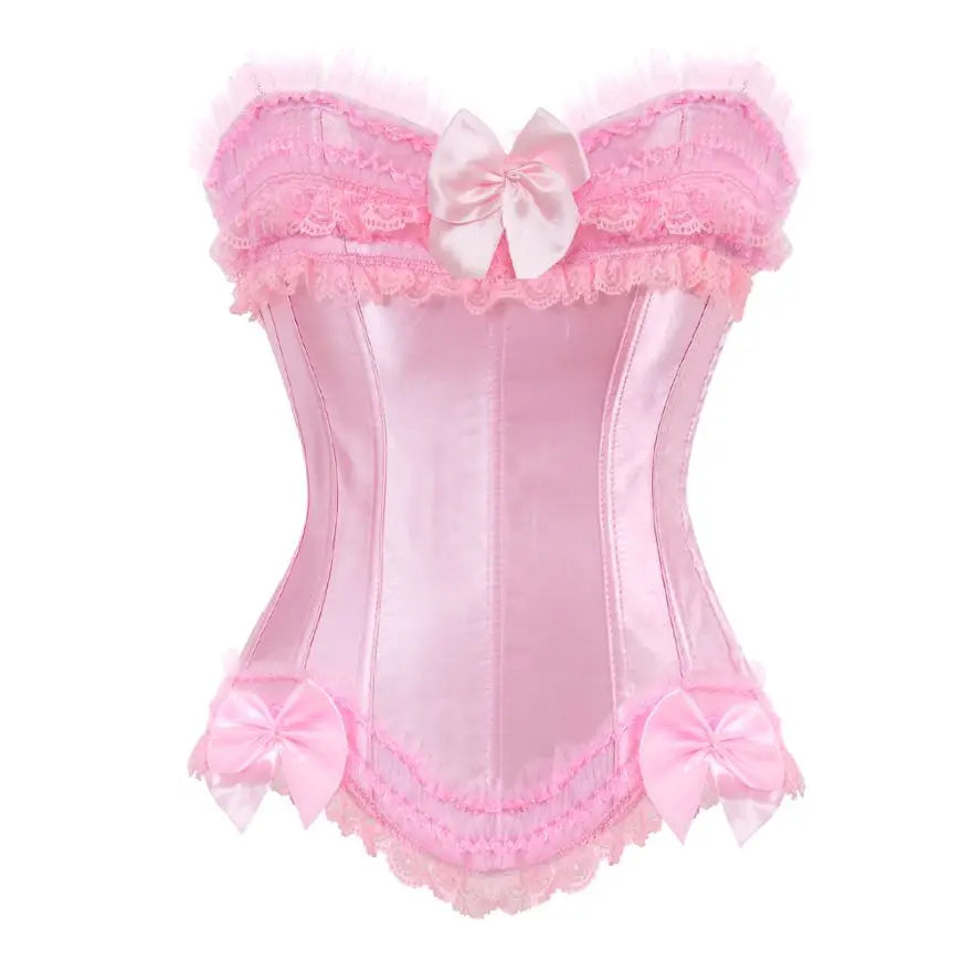Lace Overlay Boned Overbust Corset Bustier Top Plus Size Body Shaper