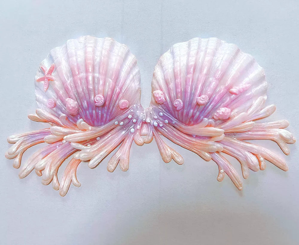 Realistic Woven Star Silicone Mermaid Bra Strapless Underwater Photoshoot Costume Top