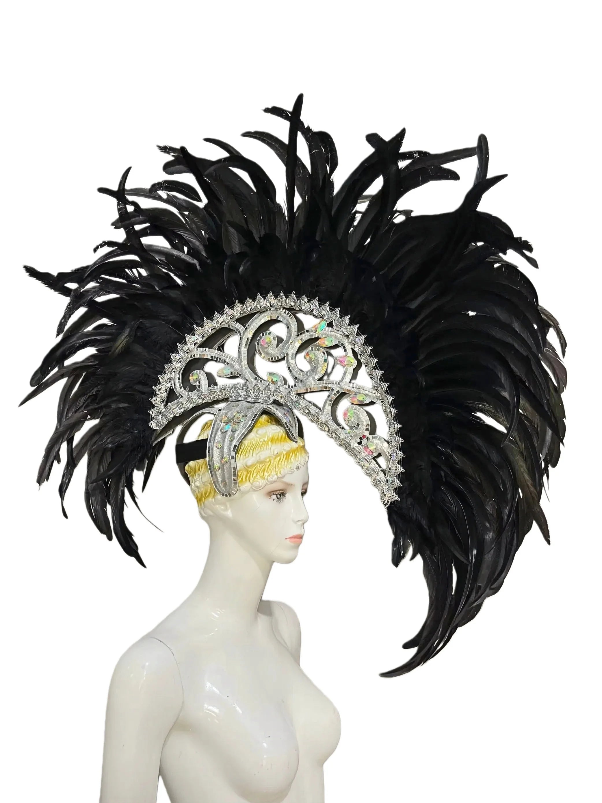 The Stardust Dionysia – Elegant Feathered Samba Carnival & Masquerade Headdress