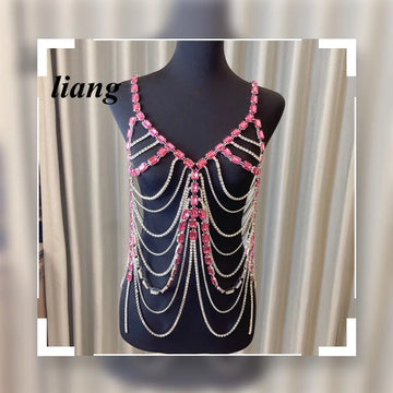 Red Rhinestone Bra & Thong Costume Jewelry