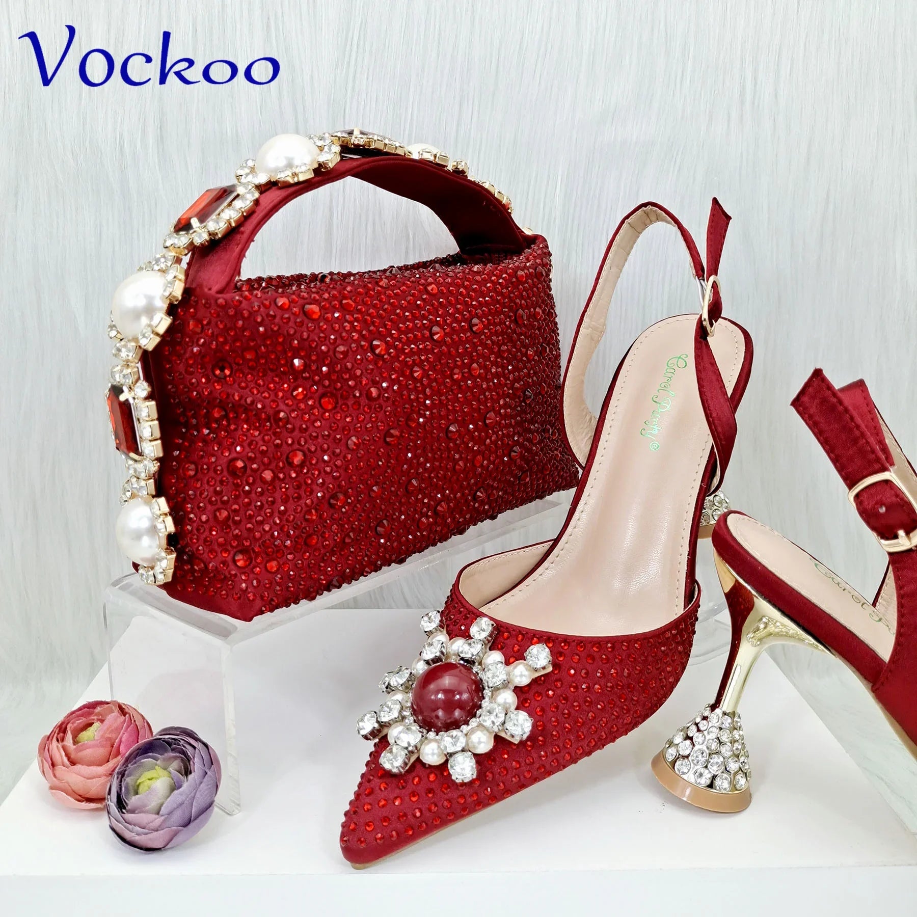Crystal Shoes and Bag Set