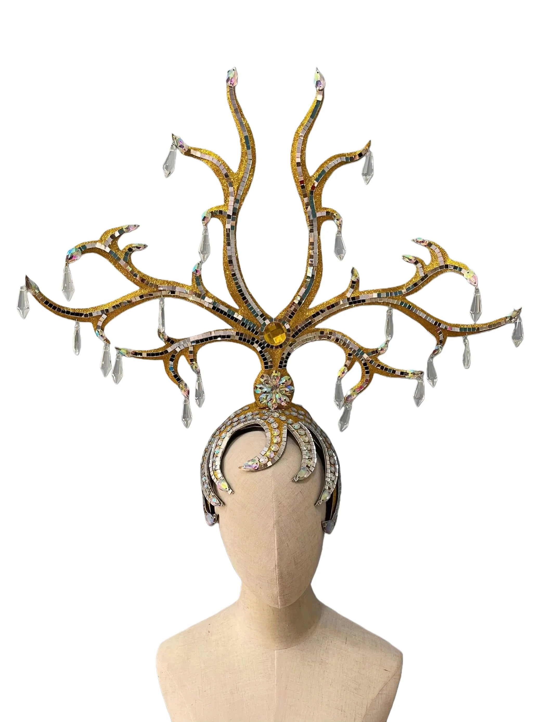 The Stardust Wings of Radiance – Deluxe Feathered Samba & Carnival Crown