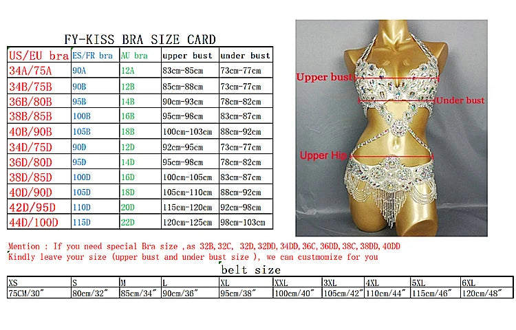 Sparkly Samba Carnival Stone Wire Bra & Thong Two-Piece Stage Costume Set
