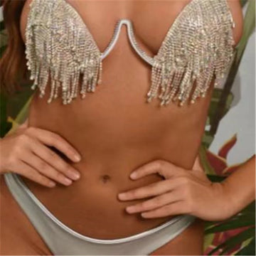 Luxury Rhinestone Siamese Monokini – Shimmering Crystal Cut-Out One-Piece Swimsuit & Elegant Body Harness Bathing Suit