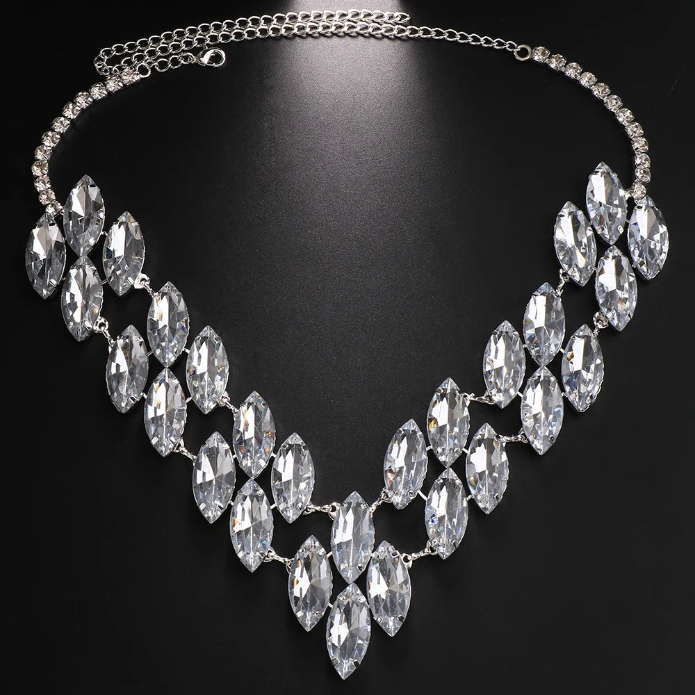 Colored Crystal Rhinestone Statement Necklace